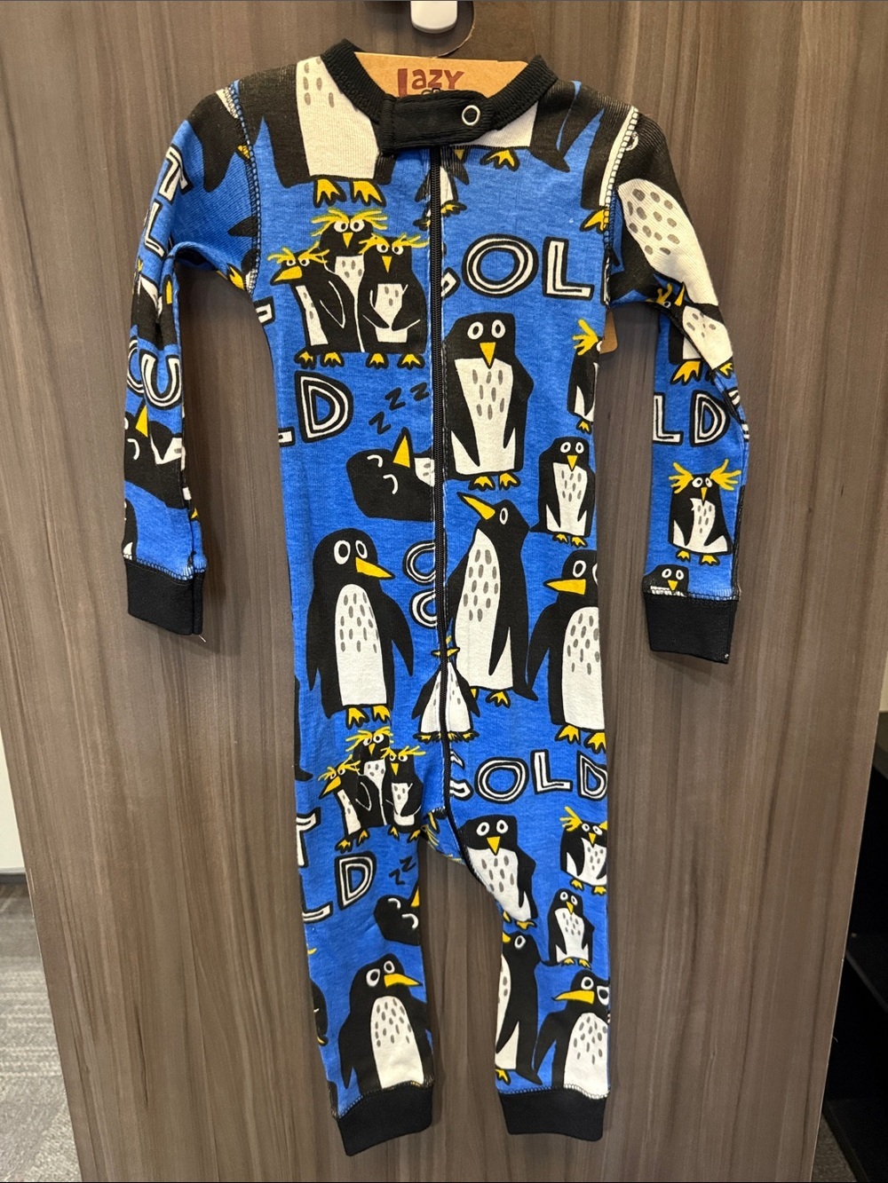 Lazy One Blue Penguin Print Kids Footie
